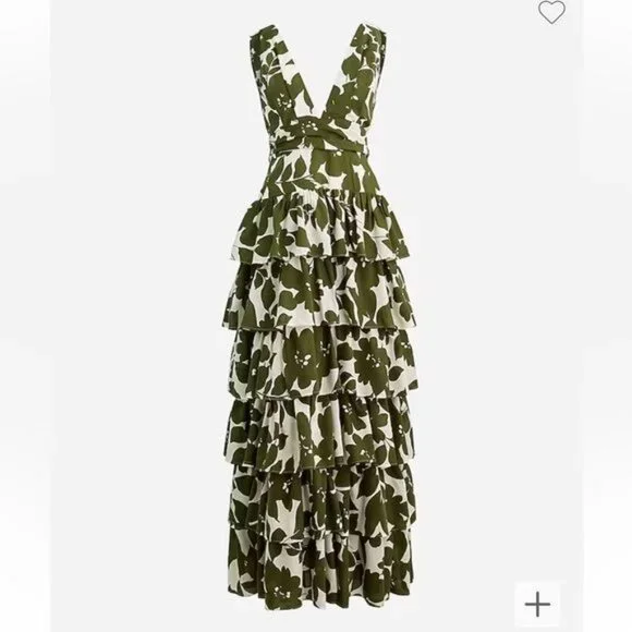 J. Crew Collection plunge-neck tiered dress in leafy floral Size 20 - Picture 11 of 11